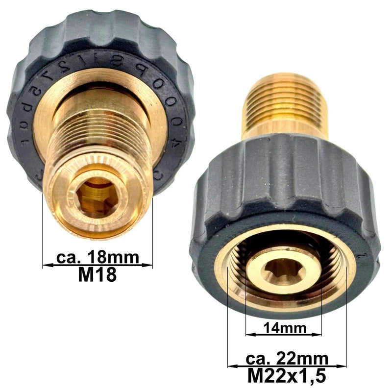 Adapter Gewinde M18 x1,5 AG auf M22 x1,5 IG Hochdruck Verbinder Nippel Kupplung - adapter-gewinde-m18-x1-5-ag-auf-m22-x1-5-ig-hochdruck-verbinder-nippel-kupplung von M&M Smartek®