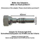 Maßzeichnung des Kränzle-D10-Adapters mit 45 mm Länge und 9,5 mm Durchmesser