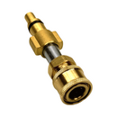 Metalladapter schräg mit Messing-Schnellkupplung im Vordergrund und Messing-Steckanschluss mit schwarzem O-Ring.