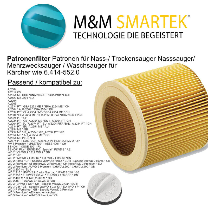 Patronenfilter Lamellenfilter für Kärcher Nass-/Trockensauger WD, MV 6.414-552.0