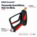 Anschlussgrafik der Hochdruckpistole: M22-Außengewinde am Ausgang und 3/8-Zoll-Innengewinde mit Drehgelenk am Eingang.