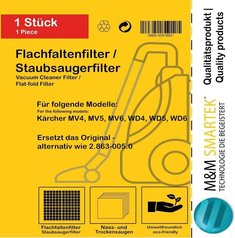 1x - 10x Flachfaltenfilter für KÄRCHER - ersetzt Original Filter wie 2.863-005.0
