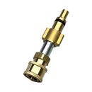 Adapter mit schmalem Messing-Steckanschluss samt O-Ring, seitlichen Führungen, Metallrohr und Messing-Schnellkupplung.