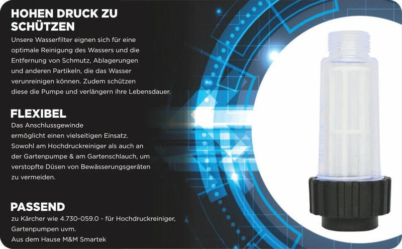 Wasserfilter für Hochdruckreiniger Gartenpumpe Wohnmobil ¾ inkl Schnelladapter - wasserfilter-fur-hochdruckreiniger-gartenpumpe-wohnmobil-inkl-schnelladapter-1 von M&M Smartek®