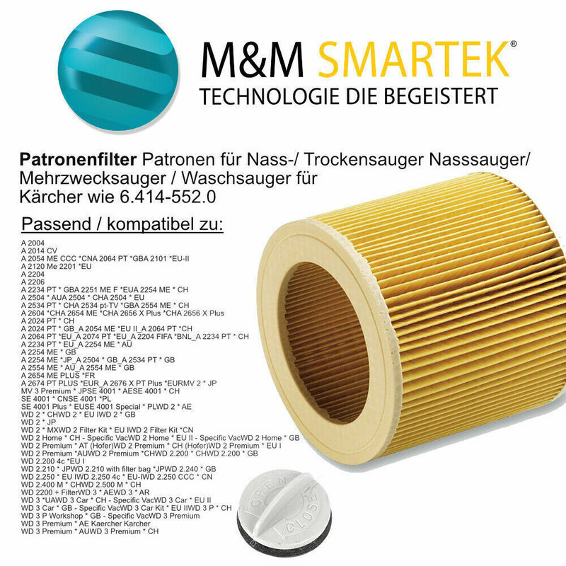 Staubsaugerbeutel Patronenfilter für Kärcher wie 6.904-322.0 Serie MV2 WD2 A2003