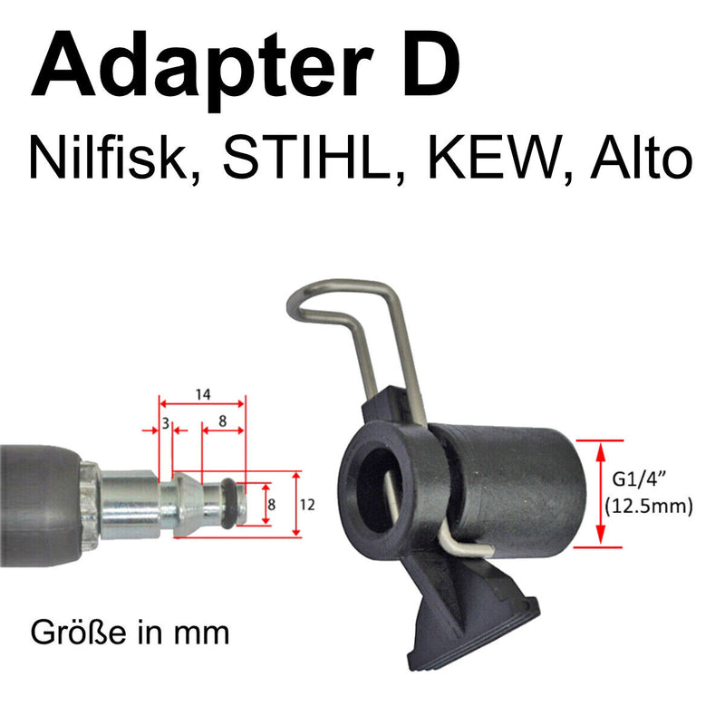 Schlauchverbinder Adapter für Nilfisk & STIHL auf 1/4" M22 IG/AG Schnellkupplung