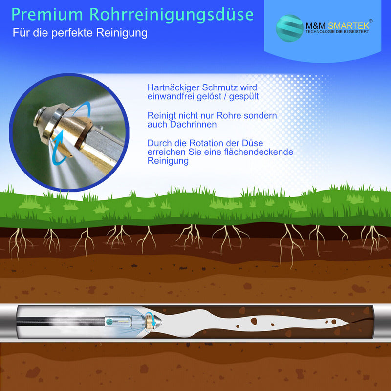 Rohrreinigungsschlauch für Kärcher Kanalratte Abflussreiniger  & Düse 3-100m