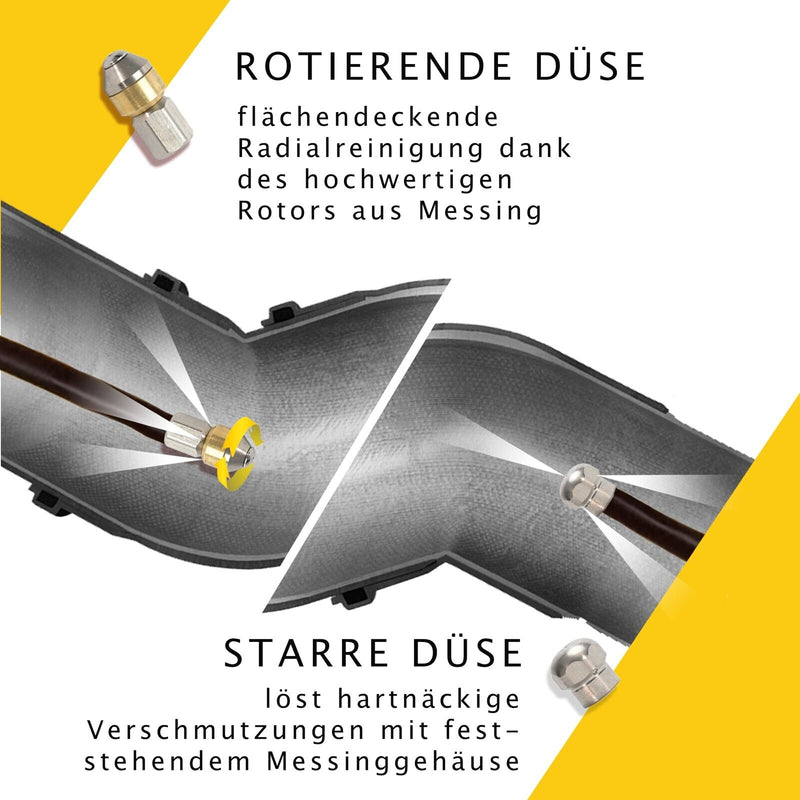 15m Rohrreinigungsschlauch für Kränzle D12 KEW, WAP, Alto, Nilfisk SET 4-teilig