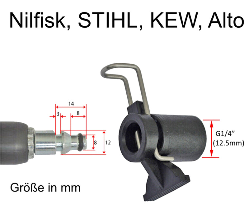 Hochdruck Schlauchadapter für Nilfisk STIHL KEW Alto auf Kärcher TR22 IG wie EasyLock Filtertueten24