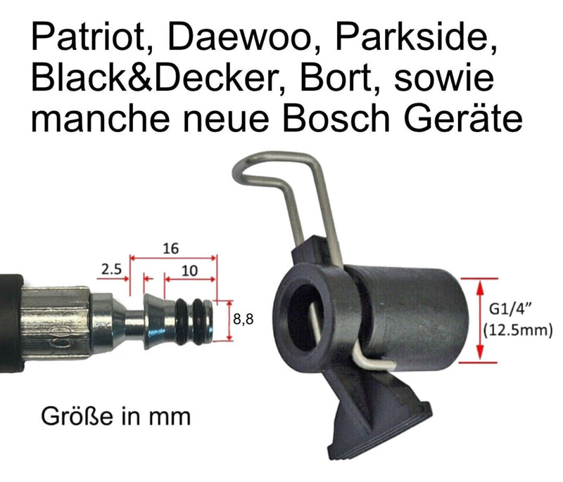 Hochdruck Schlauchadapter für Kärcher 10mm Stecknippel auf Parkside Black&Decker Filtertueten24.de