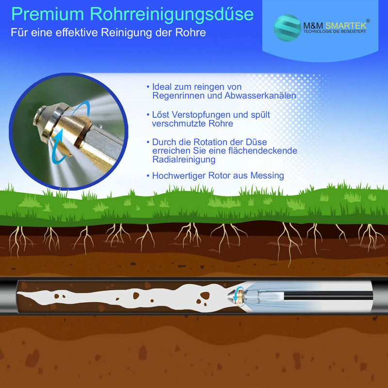 50m Rohrreinigungsschlauch 200bar 5-teilig für Kärcher Kränzle HD HDS inkl. Kupplung + 3x Düse