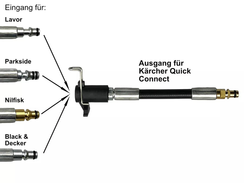 Schlauchverbinder Adapter von Nifisk Parkside B&D Lavor zu Kärcher Quick Connect