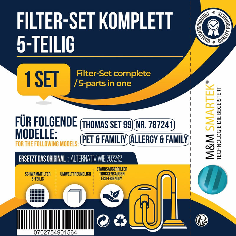 10x Beutel + Filter Set geeignet für Thomas AQUA Pet + Family Anti Allergy