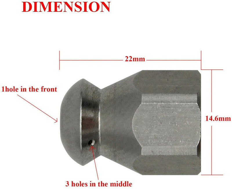 Edelstahl Rohrreinigungsdüse 1/4'' Raketen Düsen 5 Jet für Hochdruckreiniger