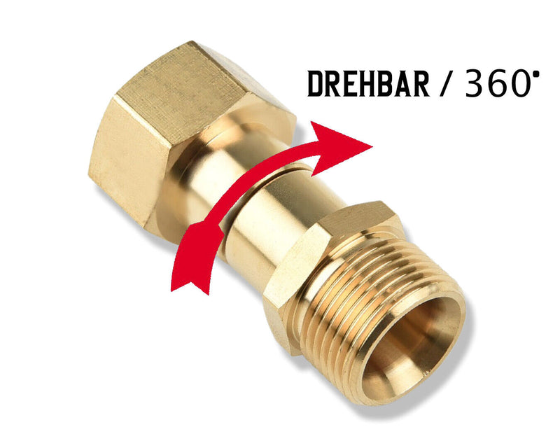 Adapter M22 AG (14 oder 15mm) auf M22 IG Adapter für Hochdruckreiniger drehbar