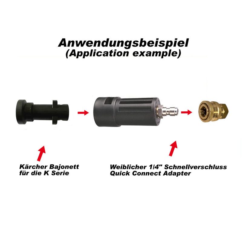 Adapter für Kärcher auf 1/4'' Zoll Hochdruckreiniger Schaumpistole Quick Connect