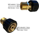 Hochdruckreiniger Anschluss M22 auf M15 Gewinde IG Schlauchverbindungsteil - hochdruckreiniger-anschluss-m22-auf-m15-gewinde-ig-schlauchverbindungsteil von M&M Smartek®