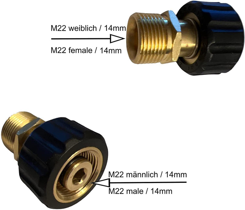 Hochdruckreiniger Anschluss M22 auf M15 Gewinde IG Schlauchverbindungsteil