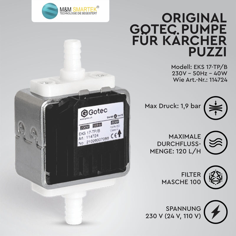 Original Pumpe Gotec für Kärcher Puzzi 100 200 8/1 10/1 10/2 Waschsauger Pomp