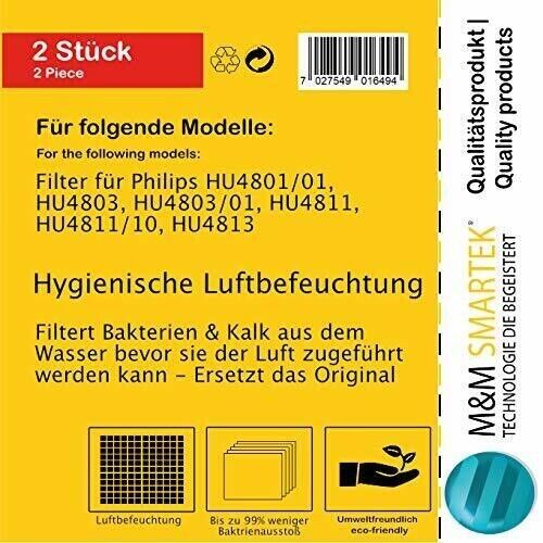 4x Ersatz Luft Filter für Philips Luftbefeuchter HU4813/10, HU4813, HU4102/01
