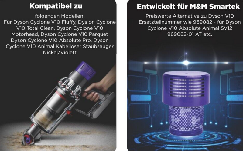 1x HEPA Filter für Dyson V10 Total Clean Cyclone Absolute Animal SV12 969082-01