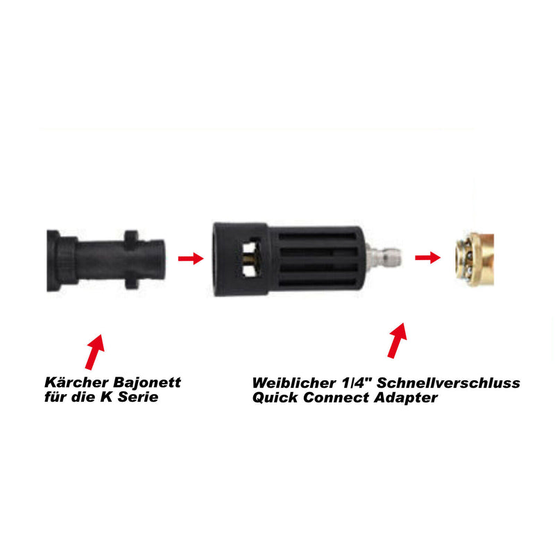 Adapter für Kärcher auf 1/4'' Zoll Hochdruckreiniger Schaumpistole Quick Connect