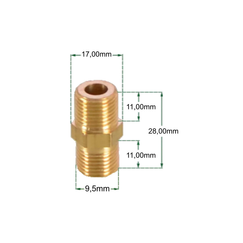 Gewindenippel Doppelnippel 1/8" AG x 1/8" Zoll AG flachdichtend Messing Adapter